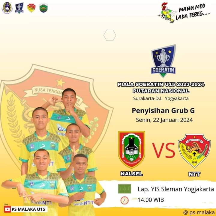 Ini Link Live Streaming; PS Malaka, Wakil NTT Vs Kalsel Di Piala Soeratin U15 Hari Ini