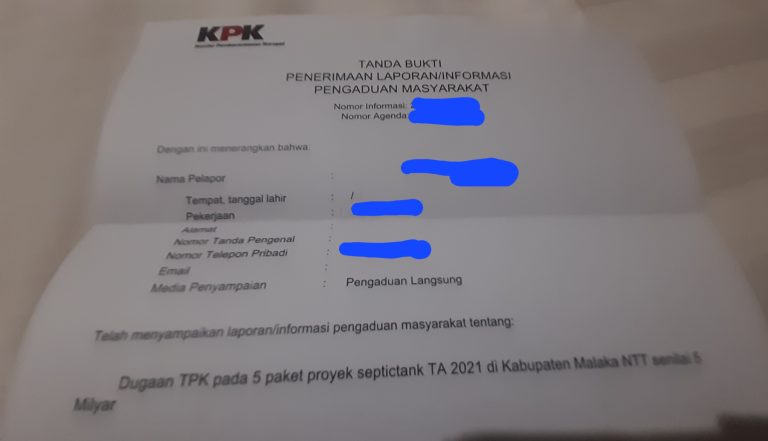 KPK Terima Pengaduan Warga Malaka Soal Dugaan Korupsi 5 Paket Proyek Di Tahun Pertama Pemerintahan SN-KT